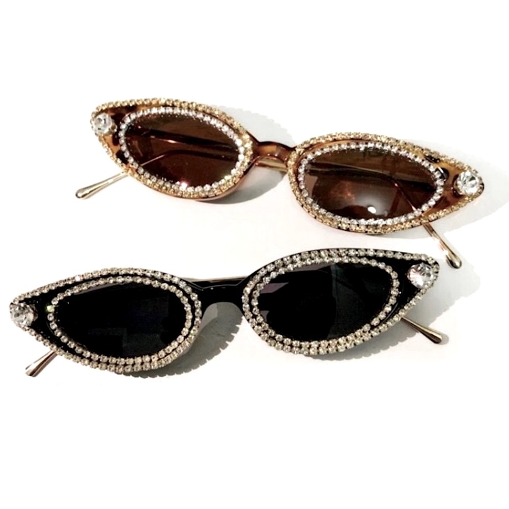 New✨Bling Rhinestone Black Cat Eye Sunglasses